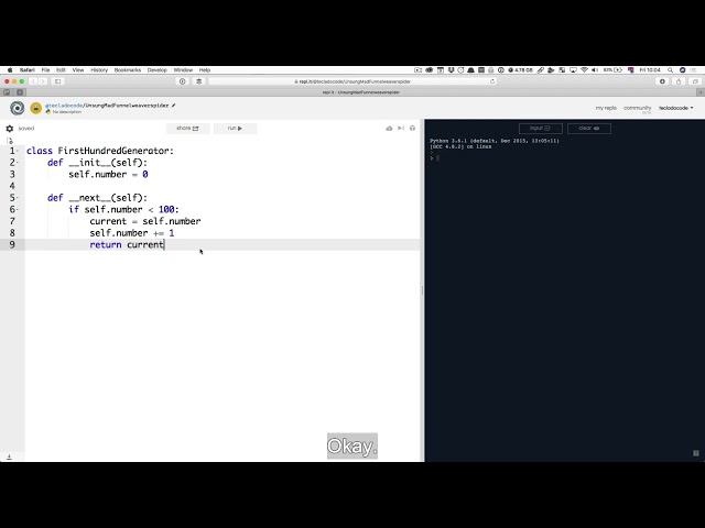 90  Python generator classes and iterators