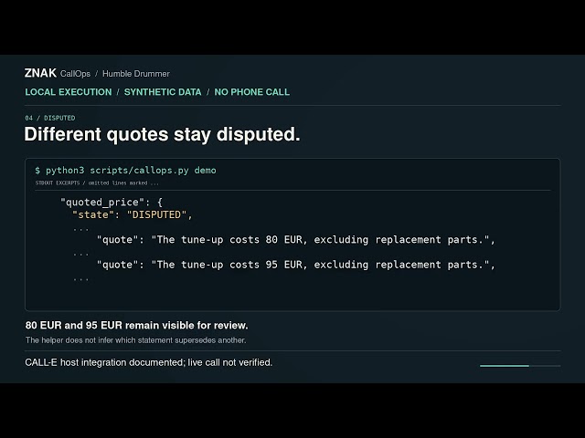 ZNAK CallOps | Working Python Demo — Quotes, Unknowns and Conflicts