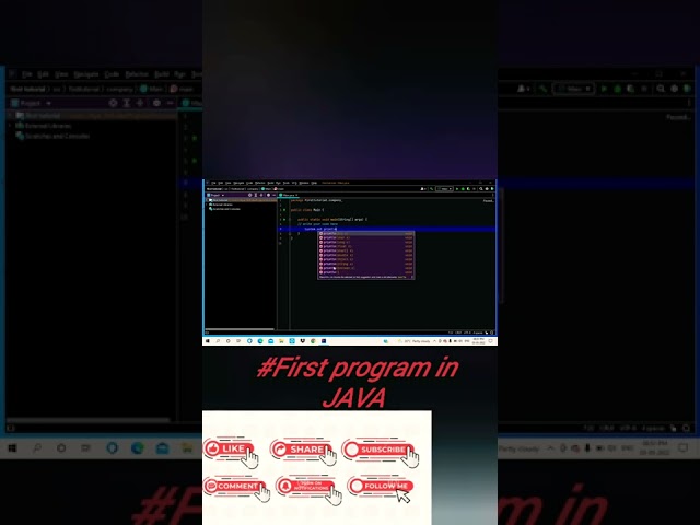 Java tutorial for beginners in Hindi with short video #firstprogram #shorts