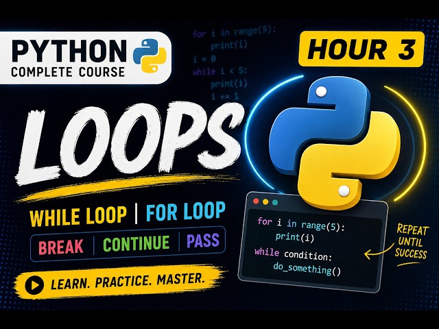 Python Reverse Number Using For Loop | Python Loops Tutorial | Hour 3 | Python Course for Beginners