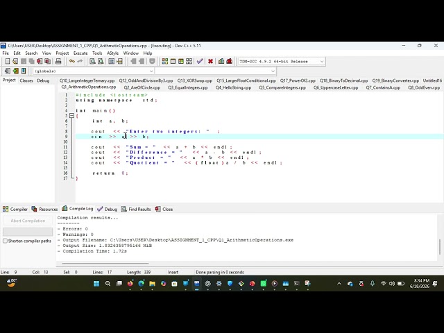 Arithmetic Operations in C++