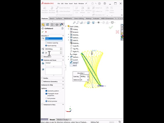 Flower Basket in SolidWorks | Project Curve & Circular Pattern #shorts