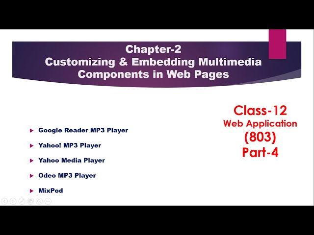 Customizing and Embedding Multimedia Components in Web Pages Part 4 | Class 12 Web Application (803)