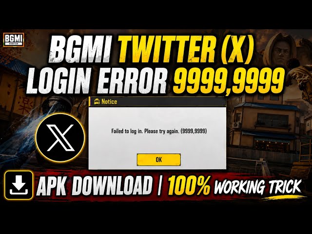 BGMI New Update 4.5 Twitter (X) Login Error 9999,9999 FIX 🔥 How to login BGMI with Twitter 😢