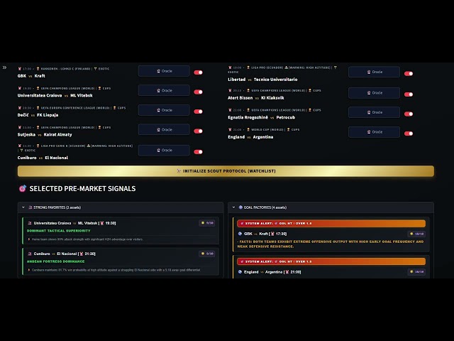 Vantage Quant AI: Automated Sports Data Analytics & Market Scanner (UI Showcase)