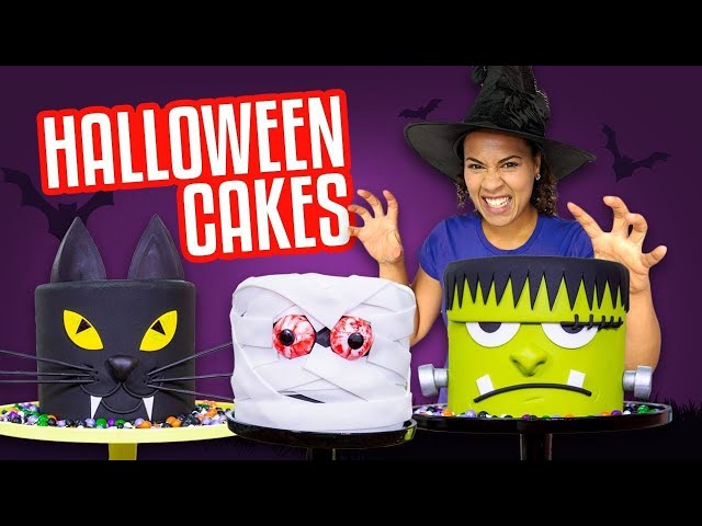 HALLOWEEN CAKES!! SPOOKY Frankenstein, Mummy, Black Cat HEADS ?? | How To Cake It