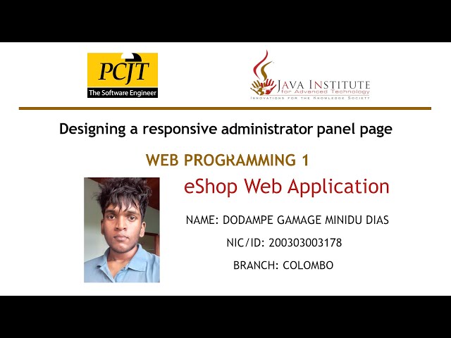 Designing a responsive administrator panel page - eShop Web Application - Web Programming
