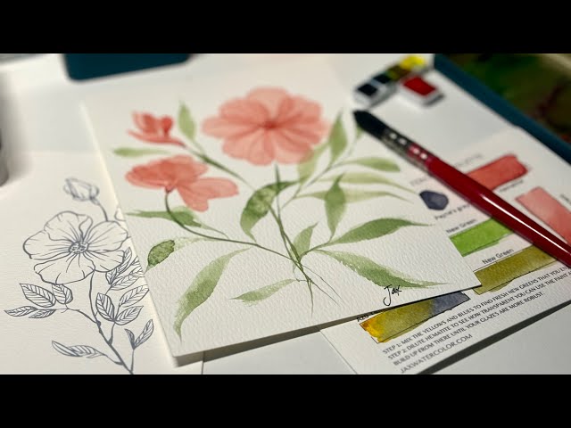 Painting transparent fall florals in watercolour