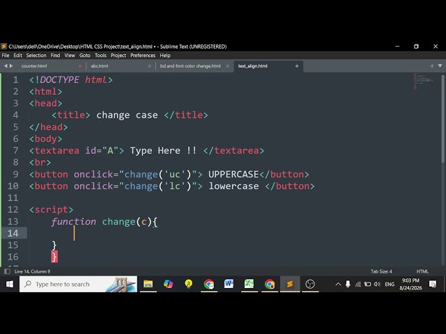 Change Case Program Using HTML & JavaScript Simple & Easy Method #nitin_sir #sdi