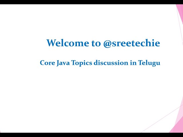 Core Java Topics in Telugu