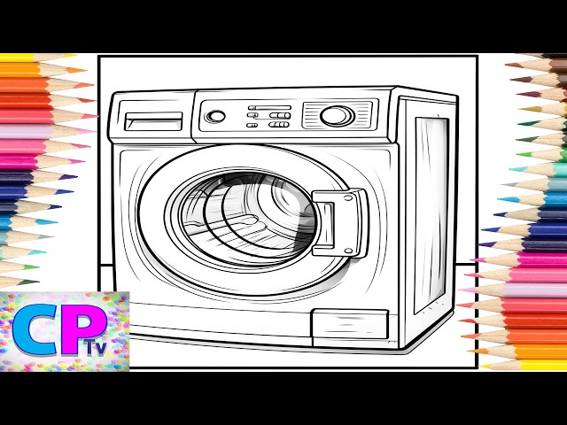 Washing Machine in Coloring Book/Household Appliances/Creative Ideas/Realxing Art/Calming by Colors