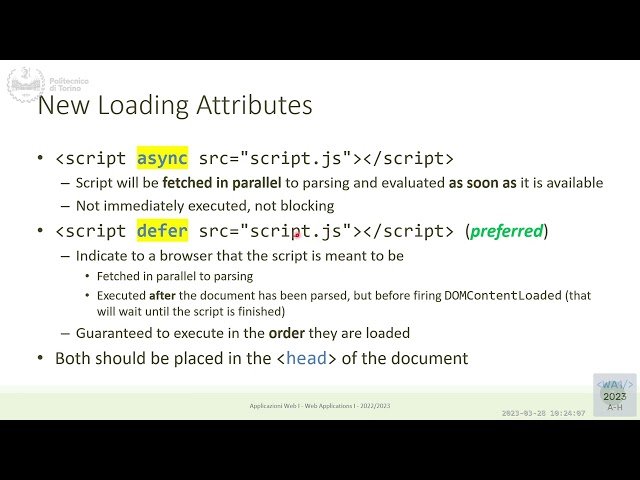 WA1-2023-L11: JavaScript in the Browser - DOM, Events