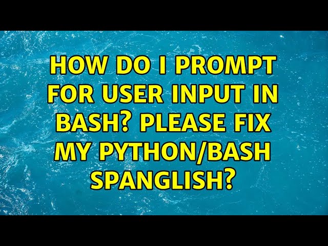 How do I prompt for user input in bash? Please fix my python/bash Spanglish? (2 Solutions!!)