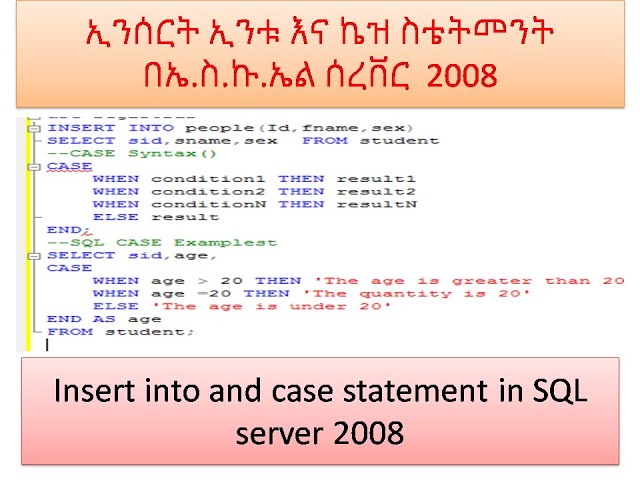 Insert into and case statement using SQL server part -10