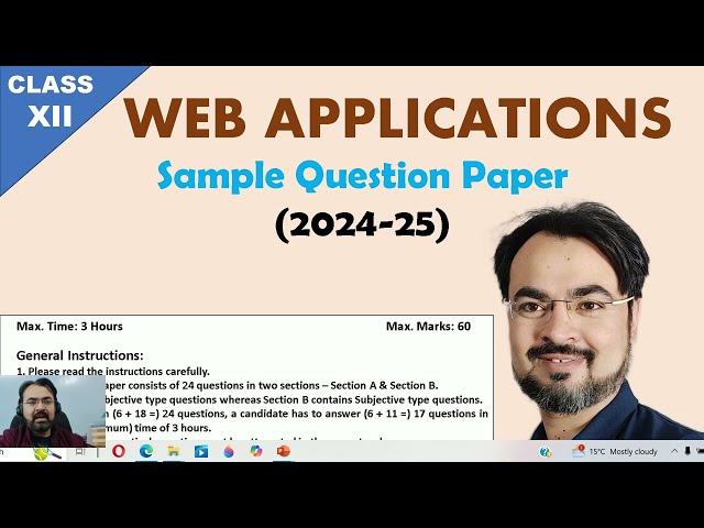 Sample paper Web Application class 12 CBSE 2025 EXAM | 803 | PYQ | Question Paper pattern