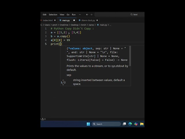 Python Copy Didn’t Copy 😵‍💫 #shorts #python