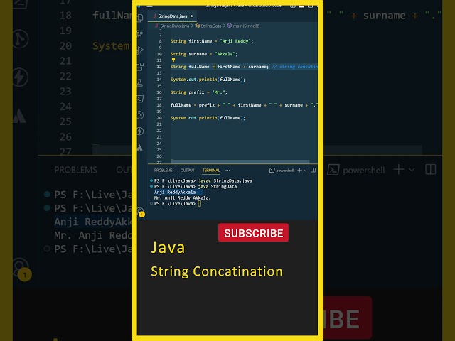 Java Tutorial For Beginners, (String Concatination), Java in Telugu, Java Strings, Java Interview