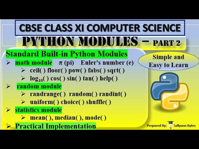 Python Modules (Part 2) | CBSE Class 11 Computer Science | Python Built- in Modules Explained