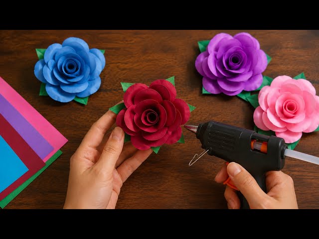 How to make paper rose 🌹 diy paper rose boquet / easy craft ideas 