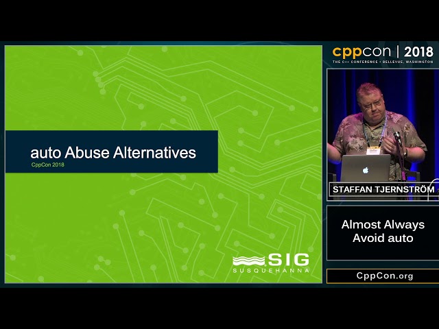 CppCon 2018: Staffan Tjernström “Almost Always Avoiding auto”