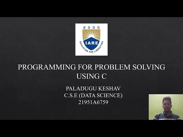 Programming for Problem Solving using C