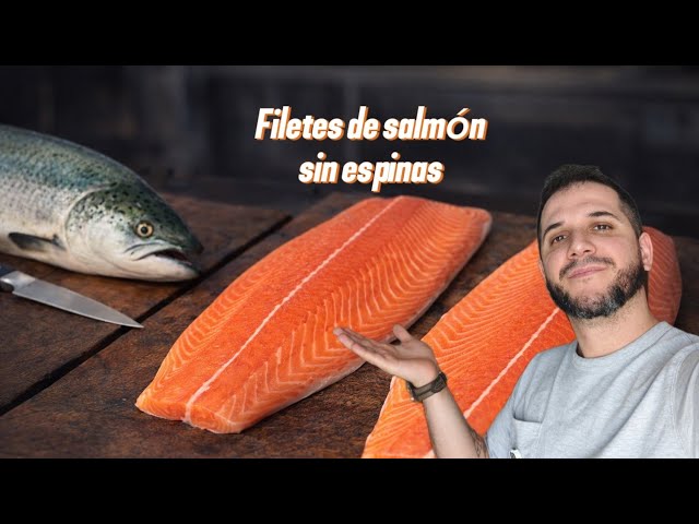 Cómo filetear un salmón entero en 2 minutos (Sin piel y sin espinas)