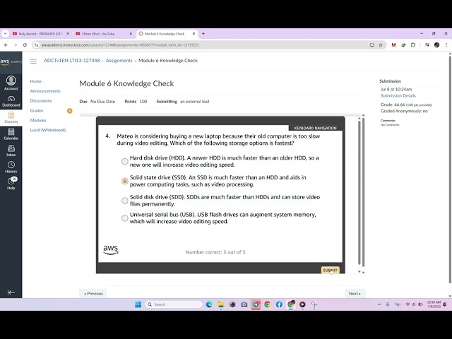 Module 6 Knowledge Check | Storage Drives | AWS Academy Data Center Technician [127448]
