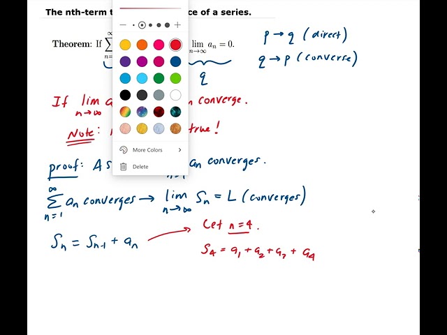The nth term test for a divergence of a series