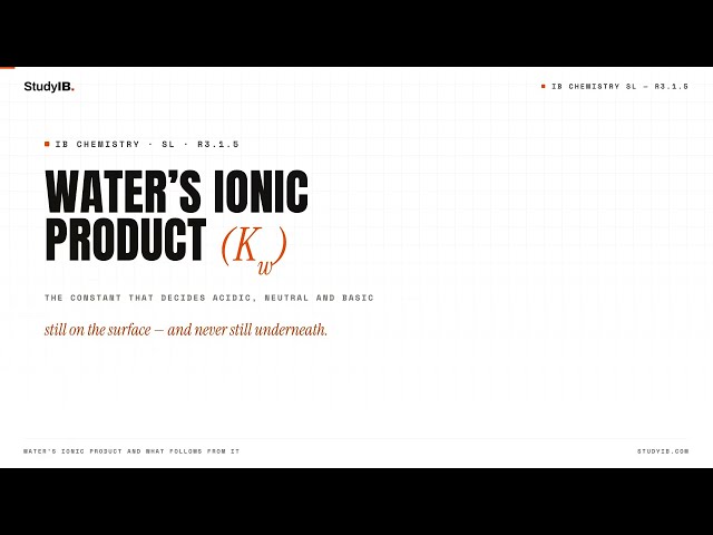 IB Chemistry SL R3.1.5 — Water's Ionic Product (Kw) and What Follows…