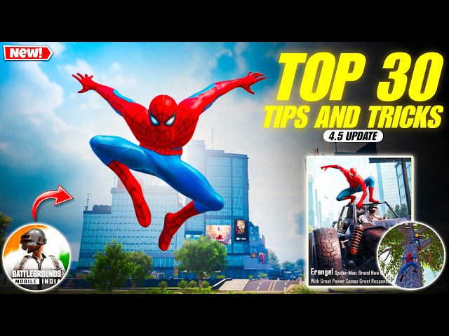Top 30 Tips/Tricks You MUST Know About BGMI 4.5 Update😍| SPIDER-MAN BRAND NEW DAY BGMI & Guide.