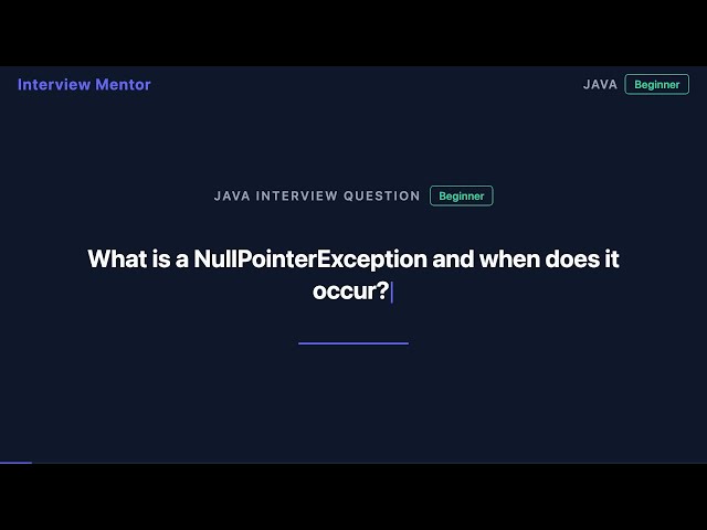 What is NullPointerException? (Java Interview Question)