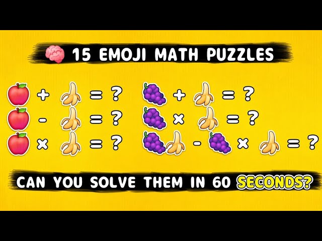 🧠 15 Emoji Math Puzzles | 60 Seconds to Solve#iqtest#braintestsolution