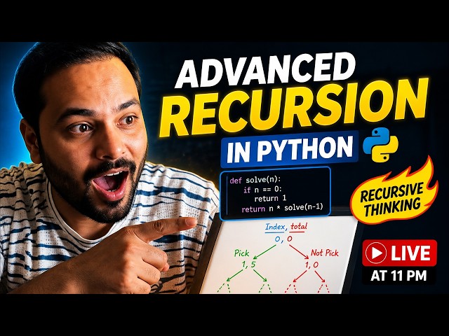 DSA Night Grind 🚀 Day 65 | Advanced Recursion in Python 🔥 Recursive Thinking | LIVE at 11 PM