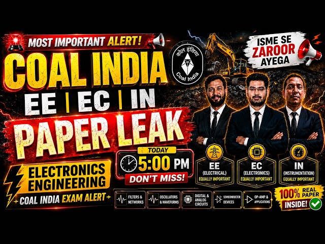 Coal India EE EC IN Exam Paper Leak | CIL Important Questions | Coal India MT Exam