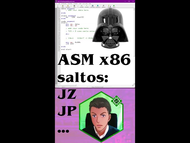 Saltos condicionales Flags - JZ, JNZ, JC, JNC, JP, JNP, JS, JNS... en ASM x86 (emu8086)