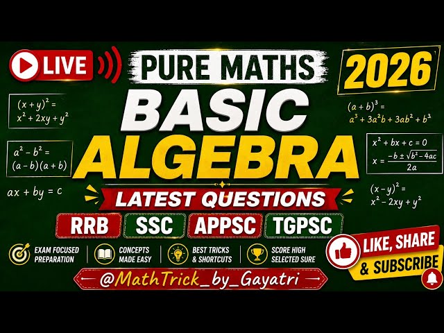 Quickmaths|BasicAlgebra|puremaths|SSCGD2026| 30Most MathsQuestions|PYQ+Tricks @MathTrick_by_Gayatri