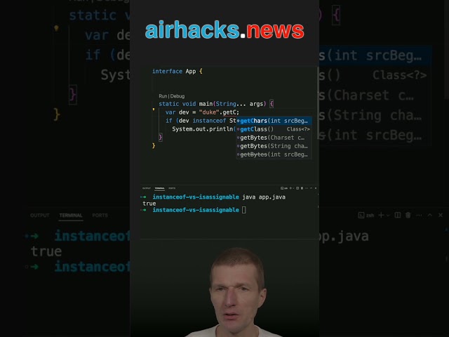 instanceof vs. isAssignableFrom #java #shorts #coding #airhacks