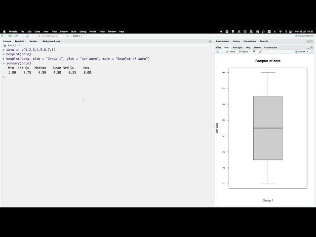 First steps in R:  Summary  Statistics and IQR of data