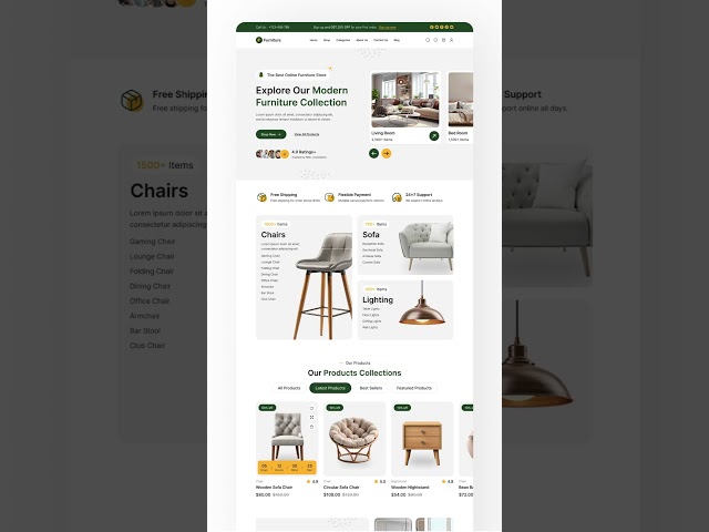 Furniture Ecommerce Store Website Figma Design Responsive View | Figma Design | Website UI Design