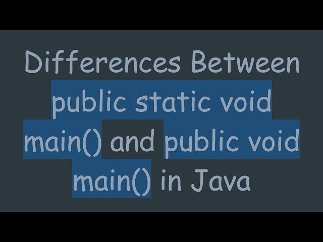 Differences Between public static void main() and public void main() in Java