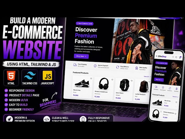 Build a Complete Shopping Website with HTML, Tailwind CSS & JavaScript #html #css #javascript 