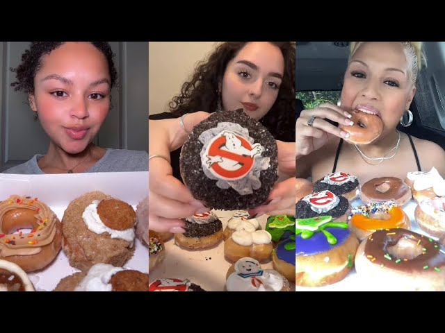 TikTok ASMR mukbang compilation! KRISPY KREME DONUTS