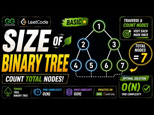 L3 - Size of Binary Tree | Count Total Nodes | O(N) | GFG + LeetCode