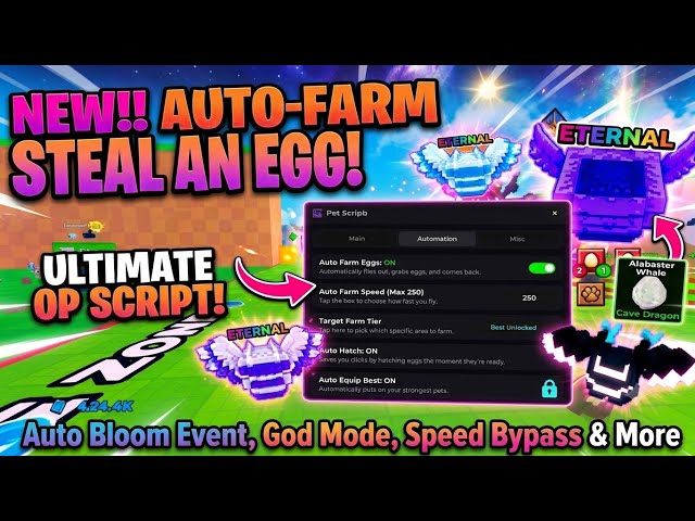Steal an Egg Script - BEST & NO KEY | Auto Steal Egg, God Mode, Instant Steal, Auto Bloom Event 🌸