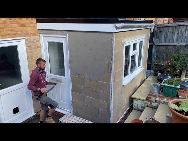 One coat render k rend  to extension  painted finish how to render