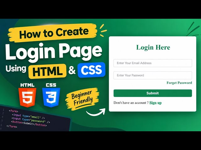 How To Create a Login Form Using HTML & CSS | Login Form 