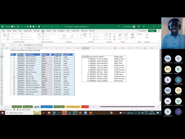 Microsoft Excel Office Hour 108: Filter Function: A must know | Victor Momoh