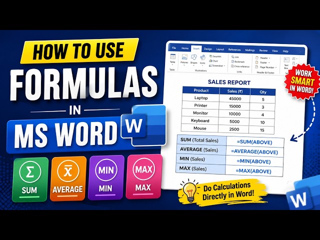 How to Use Formulas in MS Word | Sum, Average, Min, Max in Word