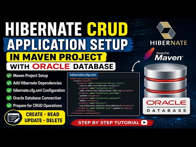 CRUD Hibernate Application Setup in Maven Project | Hibernate Configuration File | Oracle Database