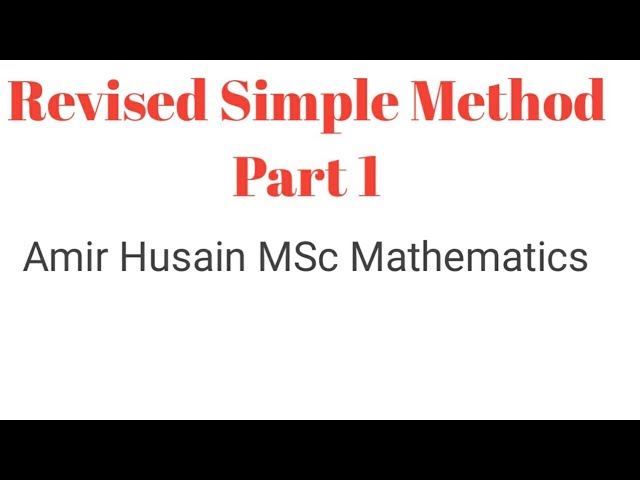 Revised Simplex Method